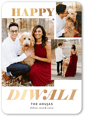 Illumined Sentiment 5x7 White  Diwali Card