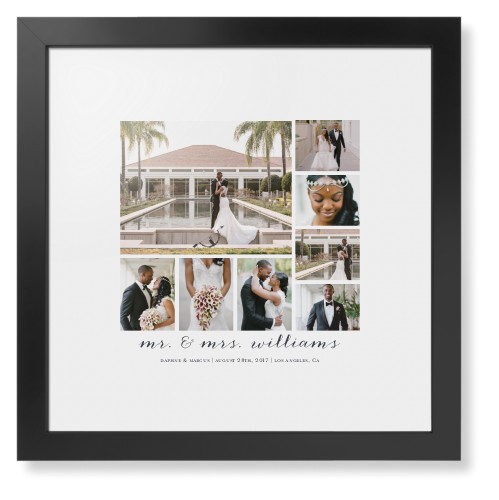 Framed Prints: Clean Gallery Collage of Eight Black Contemporary Frame White Top & Bottom Mat 16x16 5+ Photos Shutterfly
