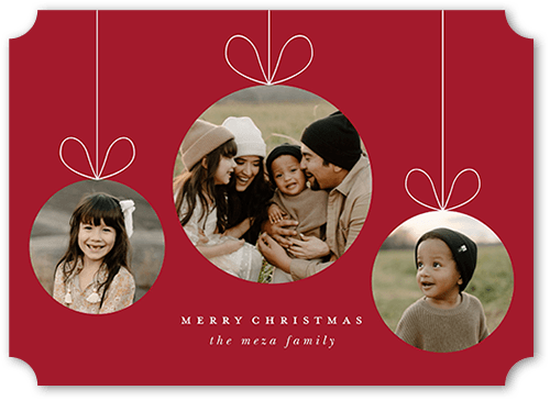 Ornament Setting 5x7 Red  Holiday Card