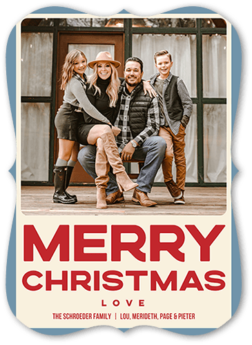 Vintage Joyous 5x7 White  Holiday Card