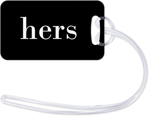 Hers His Mine 2x3 Black  Luggage Tag