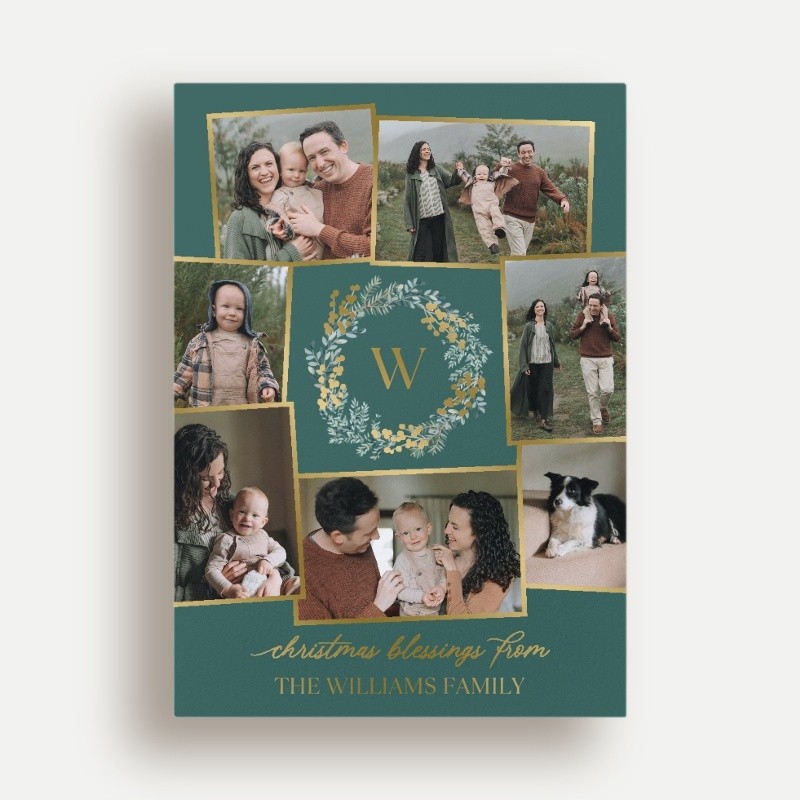 Gold Foil Wreath Holiday Cards
