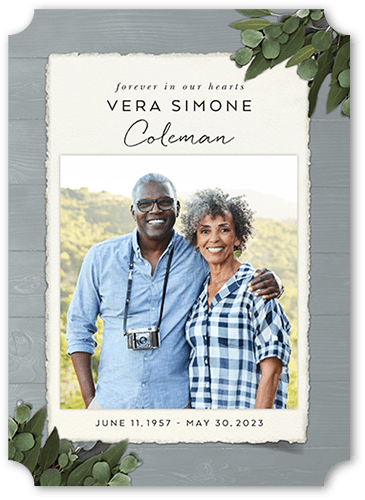 Refined Reflections 5x7 Gray  Memorial Card