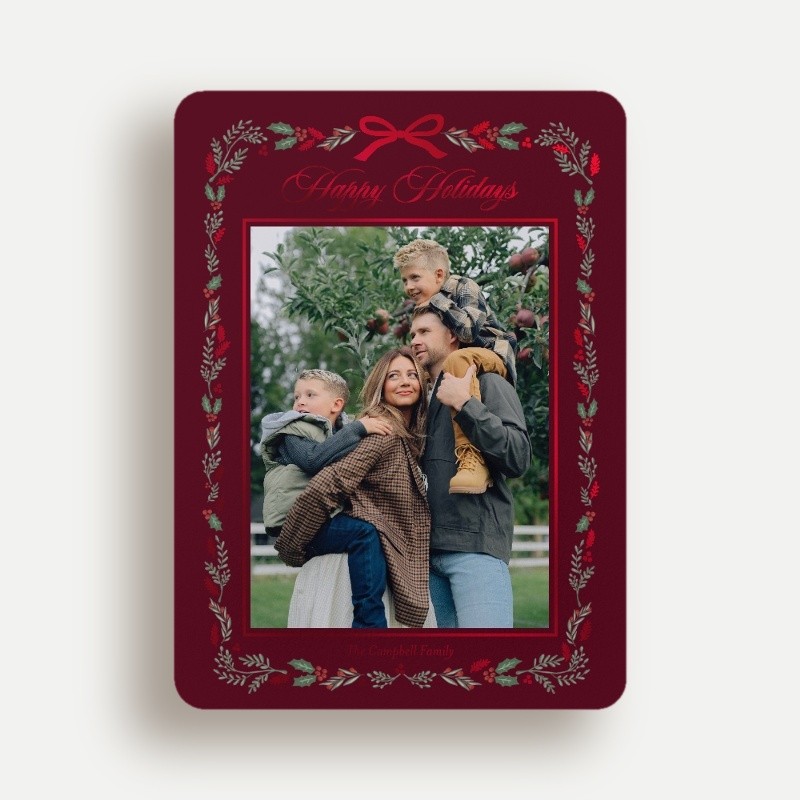 Personalized Holiday Cards With Red Foil