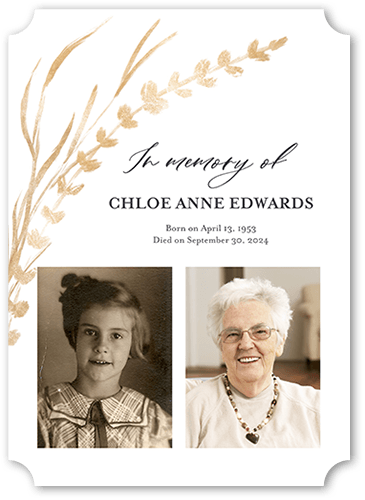 Tranquil Meadow 5x7 White  Memorial Card