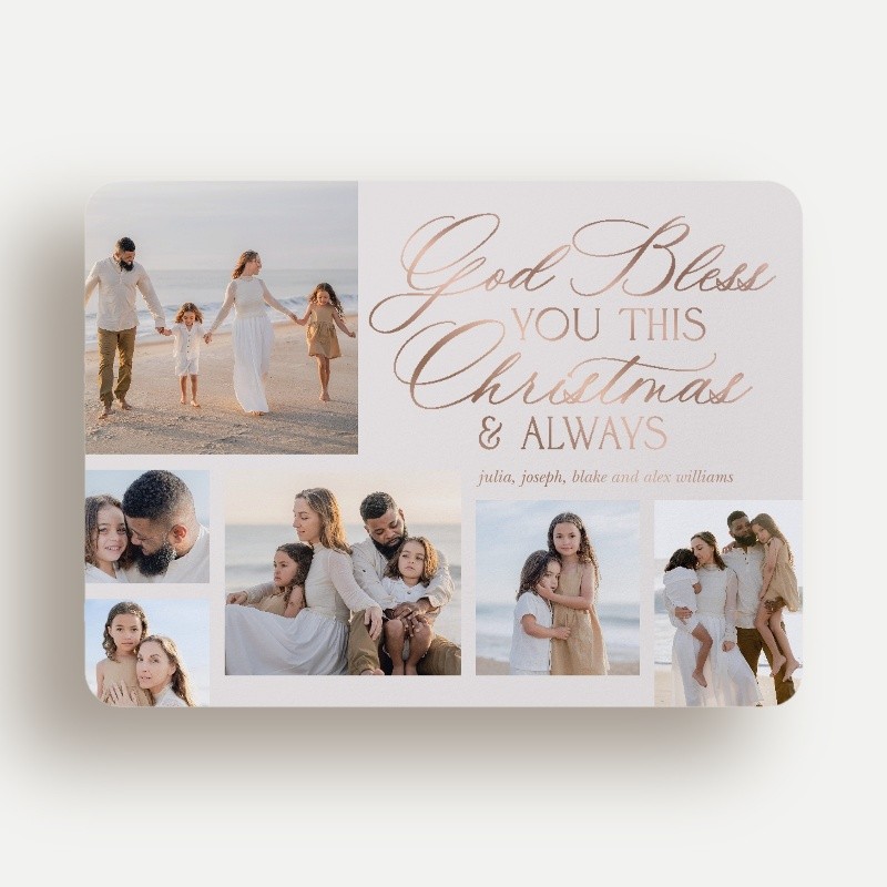 Blessed Script Religious Christmas Card