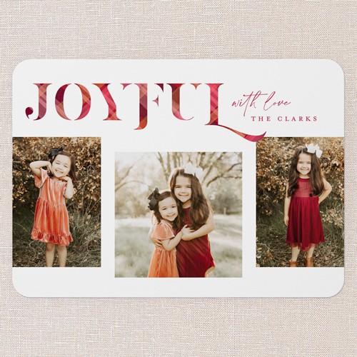 Lively Plaid 5x7 Red  Holiday Card