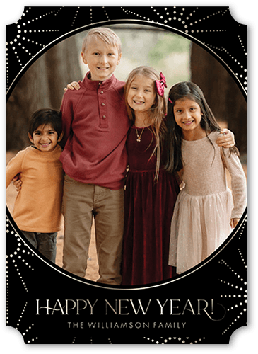 Deco Flare 5x7 Black  New Year's Card