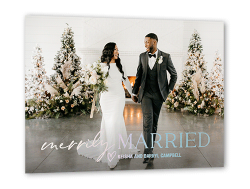 Merrily Wedded 5x7 Black  Holiday Card