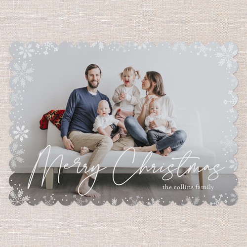 Gently Frosted Frame 5x7 White  Holiday Card
