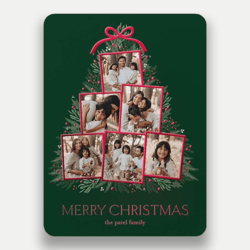 Tree Collage Holiday Card Tree Collage 6x8 Green Holiday Card