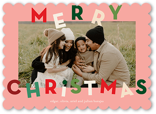 Playfully Bright 5x7 Pink  Holiday Card