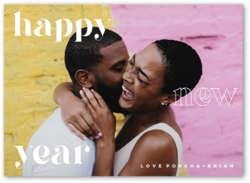 Uplifting Sentiments 5x7 White  New Year's Card