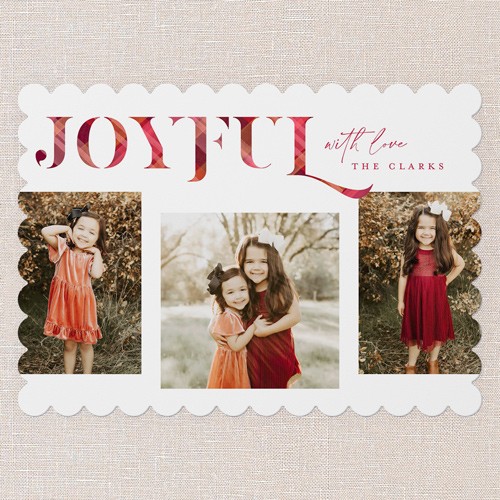 Lively Plaid 5x7 Red  Holiday Card