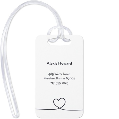 Heart Line Art 2x3 White  Luggage Tag