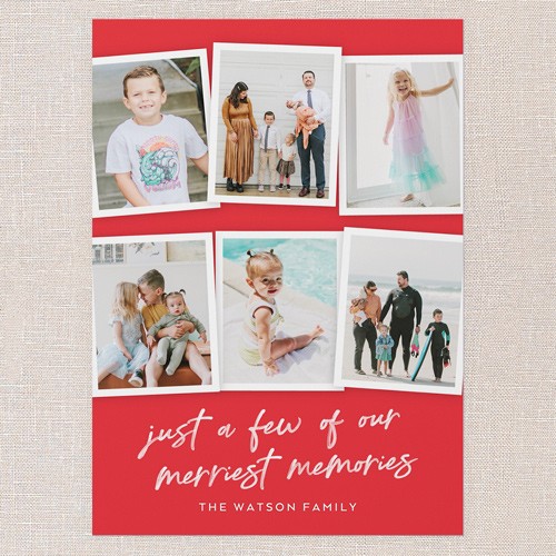 Our Merriest Memories 5x7 Red  Christmas Card