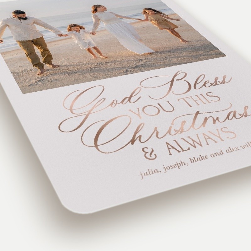 Blessed Script Religious Christmas Card