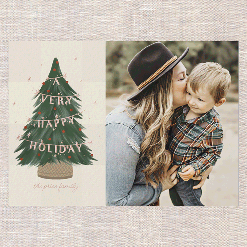 Pine Perfection 5x7 Beige  Holiday Card