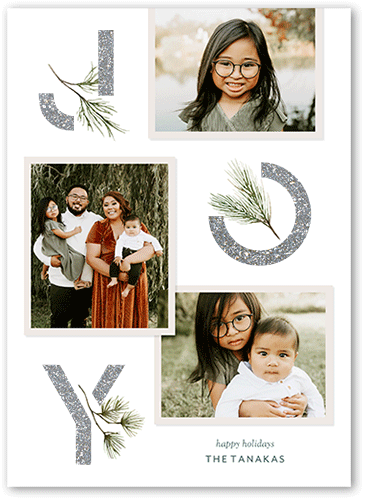 Sparkle Merriment 5x7 White  Holiday Card