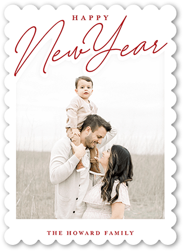 Shaped Script 5x7 White  Holiday Card