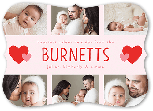 Hearty Wishes 5x7 Pink  Valentine's Day Card