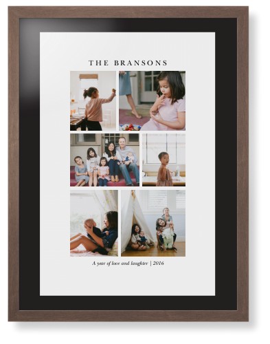 Framed Prints: Gallery Montage of Memories Walnut Contemporary Frame Black Top & Bottom Mat 24x36 White 5+ Photos Shutterfly