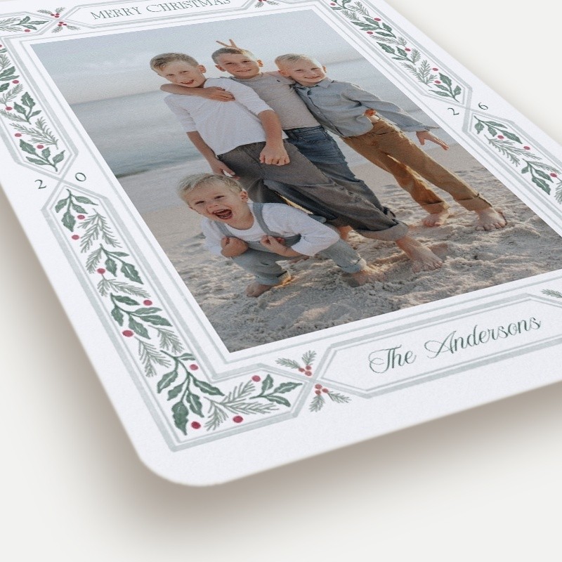 Holly Berry Frame Holiday Card