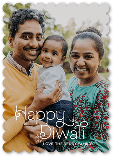 Simple Swirls 5x7 White  Diwali Card