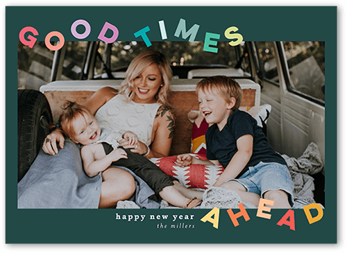 Fun Times 5x7 Green  New Year's Card