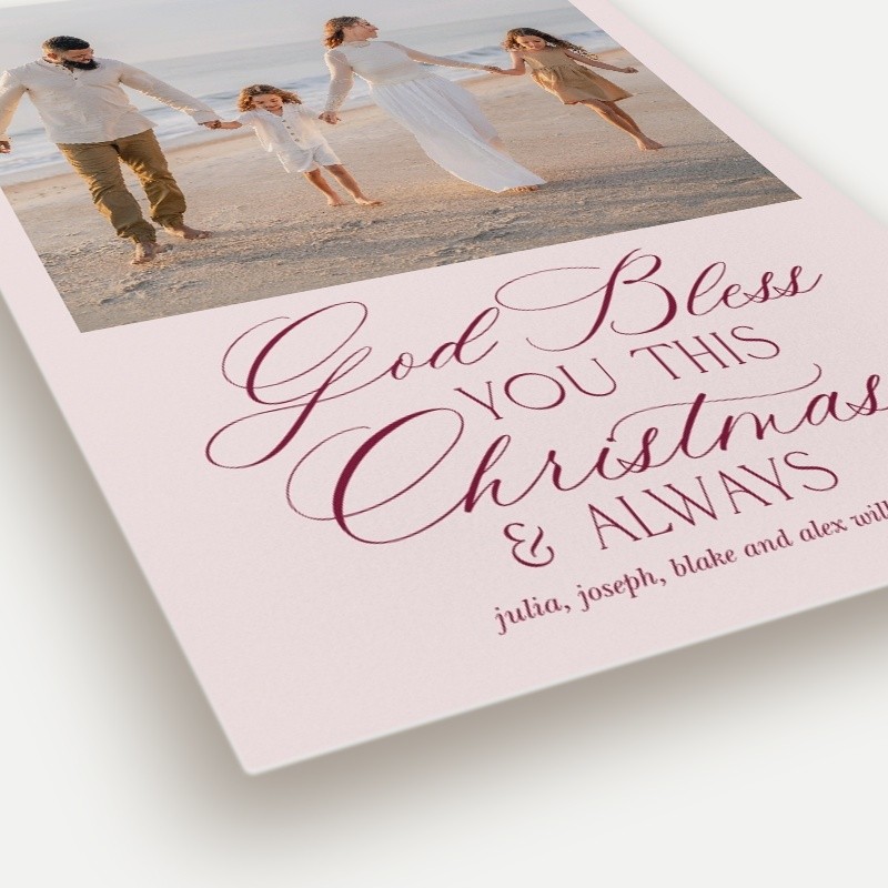Blessed Script Religious Christmas Card