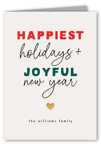 Multicolor Merry 5x7 Red  Holiday Card