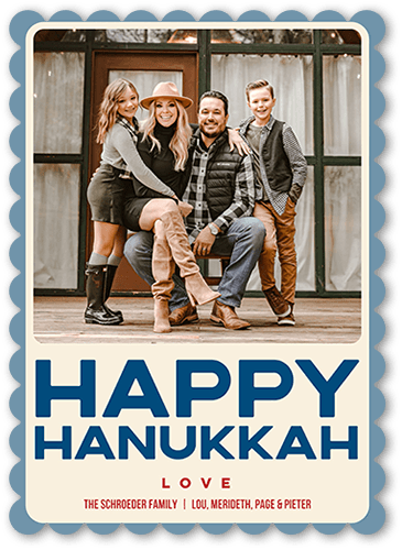 Vintage Joyous 5x7 White  Holiday Card