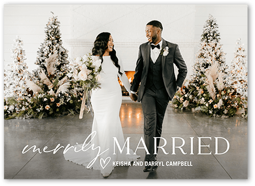 Merrily Wedded 5x7 Black  Holiday Card