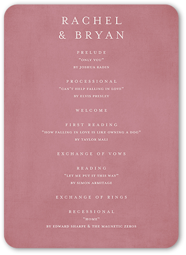 Wedding Program Cards For July Weddings