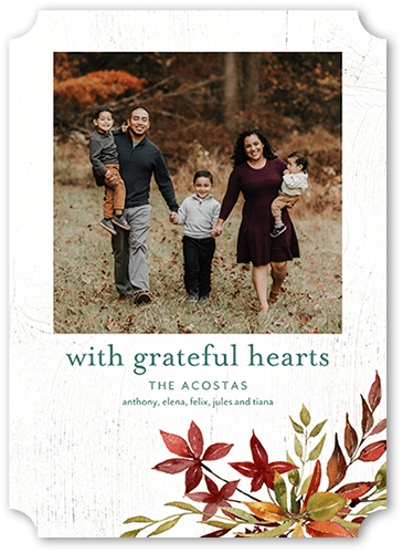 Grateful Hearts 5x7 White  Thanksgiving Card