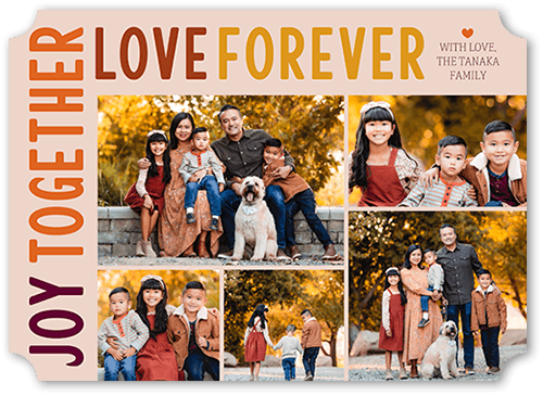 Joy and Love Forever 5x7 Pink  Thanksgiving Card