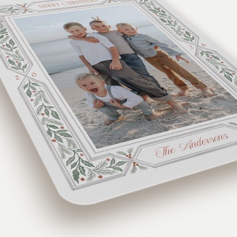 Holly Berry Frame Holiday Card