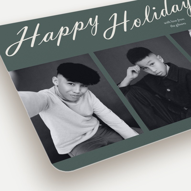 Bold Script Holiday Card Bold Script 6x8 Green Holiday Card