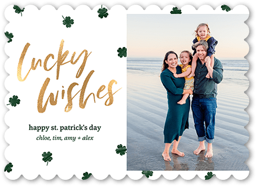 Falling Shamrocks 5x7 White  St. Patrick's Day Card