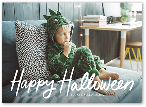 Happily Handwritten 5x7 White  Halloween Card