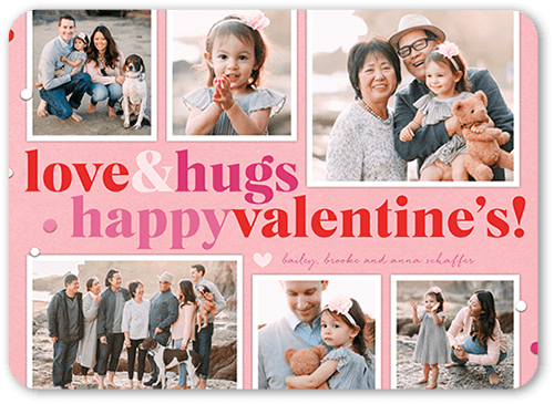 Confetti Hugs 5x7 Pink  Valentine's Day Card