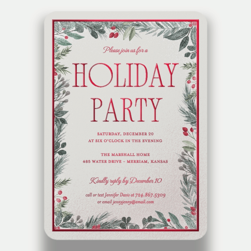Botanical Border Holiday Invitation