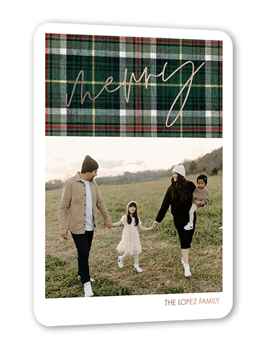Powerful Plaid 5x7 White  Holiday Card