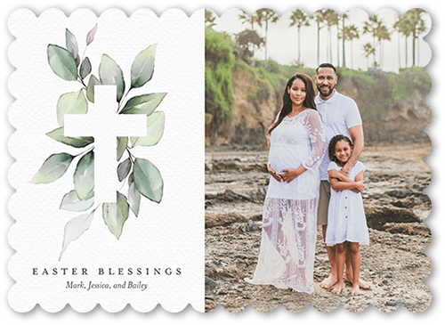 Garland Cross 5x7 White  Easter Card