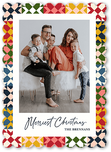 Yuletide Quilt 5x7 White  Holiday Card