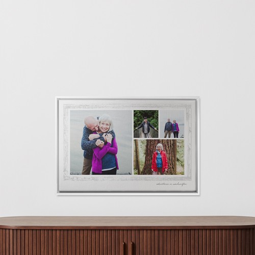 Brushed Border Collage Of Four 20x30 Gray  Canvas Print
