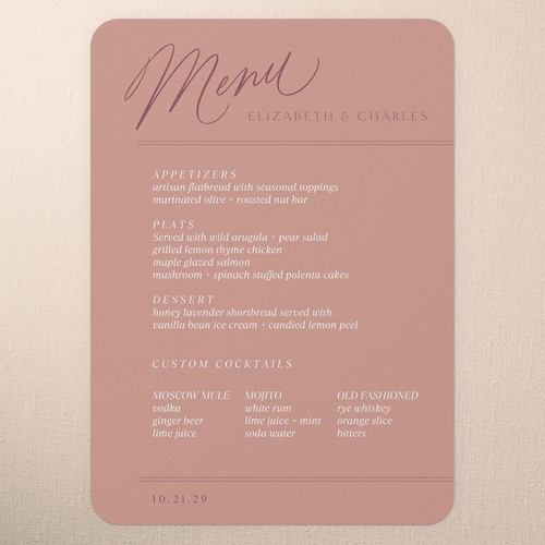 Wedding Menu Cards With Floral Designs