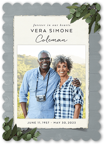 Refined Reflections 5x7 Gray  Memorial Card