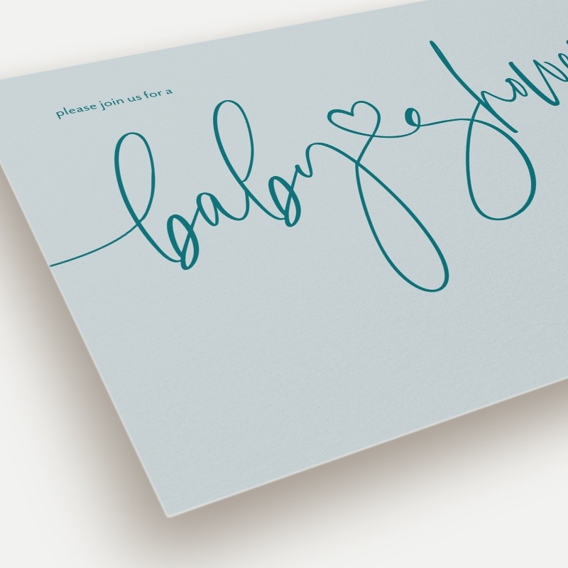 Heart Script Baby Shower Invitation