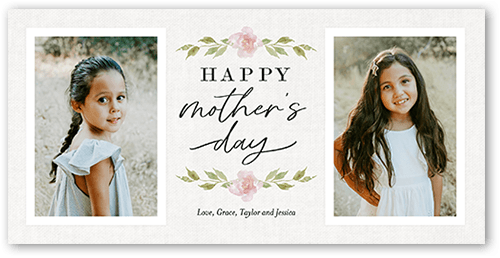 Soft Florals 4x8 White  Mother's Day Card